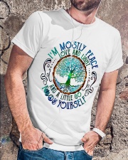 I'm Mostly Peace Love And Light With Yoga Tree Classic T-Shirt lifestyle-mens-crewneck-front-4