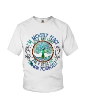 I'm Mostly Peace Love And Light With Yoga Tree Youth T-Shirt tile