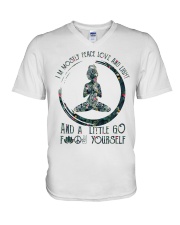 I'm Mostly Peace Love and Light V-Neck T-Shirt tile