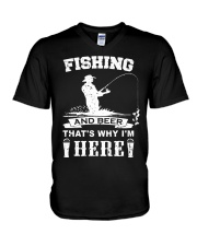 Fishing and beer that's why i'm here V-Neck T-Shirt tile