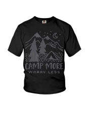 Camp More Worry Less - Cool Tent Camping Youth T-Shirt tile