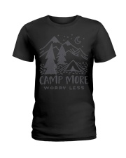 Camp More Worry Less - Cool Tent Camping Ladies T-Shirt tile