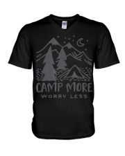 Camp More Worry Less - Cool Tent Camping V-Neck T-Shirt tile