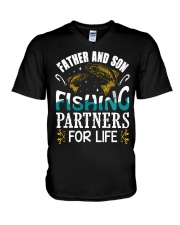 Father and son fishing V-Neck T-Shirt tile