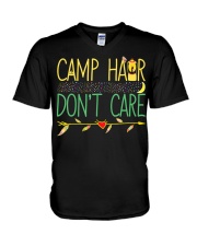 Camp Hair Don't Care Camping Camper V-Neck T-Shirt tile