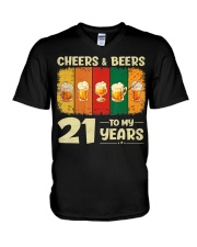 21st Birthday Gifts Funny Cheers And Beers V-Neck T-Shirt tile
