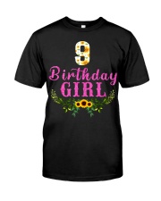 9th Birthday Gift Floral Sunflower Classic T-Shirt front