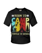 Born Camp Forced To Work Funny Camping Youth T-Shirt tile