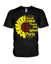 60th March 1960 sunflower V-Neck T-Shirt tile