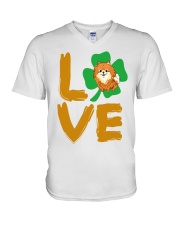 Happy Pomeranian StPatricks day V-Neck T-Shirt thumbnail