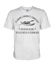 Kayaking - A Man Cannot Survive On Kayak Alone V-Neck T-Shirt thumbnail