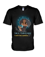 Dachshund - I Am So Freaking Happy V-Neck T-Shirt thumbnail