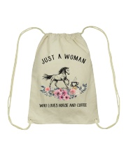 Horse - Just A Woman Who Loves Horse And Coffee Drawstring Bag thumbnail