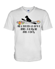 Kayaking - All I Need Is Love And Kayak And A Dog V-Neck T-Shirt thumbnail