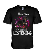 Dachshund - I Hear You V-Neck T-Shirt tile