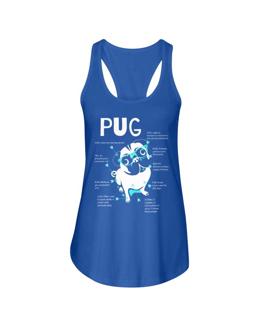 Anatomy Of A Pug TT99 Ladies Flowy Tank
