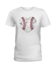 heart love baseball shirt Ladies T-Shirt tile