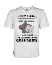 Family Elephant Grandkids V-Neck T-Shirt tile