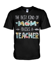 Family THE BEST KIND OF MOM RAISES A TEACHER V-Neck T-Shirt tile
