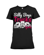 Silly Boys Trucks Are For Girls Premium Fit Ladies Tee tile