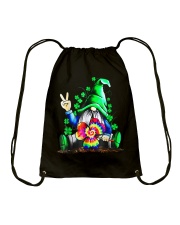 Irish Hippie Gnome Holding Clover T-Shirt Drawstring Bag front