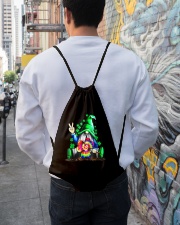 Irish Hippie Gnome Holding Clover T-Shirt Drawstring Bag lifestyle-drawstringbag-front-1