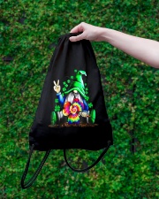 Irish Hippie Gnome Holding Clover T-Shirt Drawstring Bag lifestyle-drawstringbag-front-3