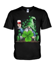 Hippie Gnome Wine St Patrick's Day Shirt V-Neck T-Shirt tile