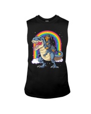 Dachshund Riding Dinosaur T rex Gifts Boys Kids Sleeveless Tee tile