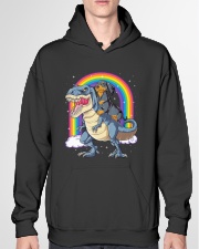 Dachshund Riding Dinosaur T rex Gifts Boys Kids Hooded Sweatshirt garment-hooded-sweatshirt-front-04