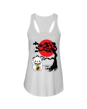 Japanese Maneko Neko Lucky Cat and Bonsai Tree Ladies Flowy Tank tile