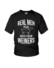 Real Men Play With Their Weiners Funny Dachshund Youth T-Shirt tile
