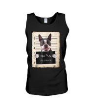 Boston terrier dog mug shot bad dog Shirt Unisex Tank tile