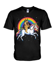 German Shepherd Unicorn T shirt Girl Space Galaxy V-Neck T-Shirt tile