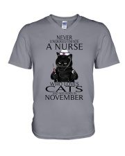 November Nurse Cat V-Neck T-Shirt tile
