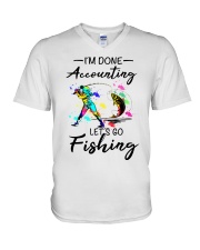 Accounting Fishing V-Neck T-Shirt tile