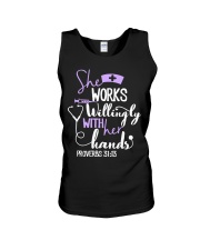 Nurse - she works willingly with her hands Unisex Tank tile