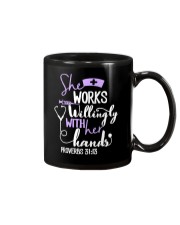 Nurse - she works willingly with her hands Mug front