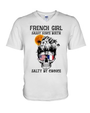 French Girl V-Neck T-Shirt tile