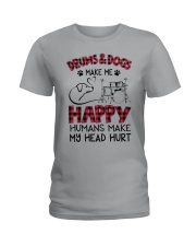 Drums and Dogs make me happy Ladies T-Shirt front