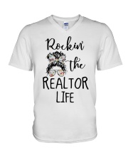 Rockin the realestate life V-Neck T-Shirt tile