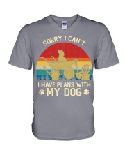 garden and dog V-Neck T-Shirt tile
