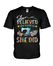She believed she could so she did V-Neck T-Shirt tile