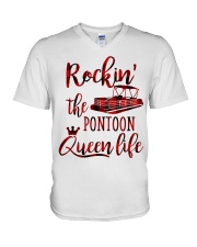 Pontoon queen V-Neck T-Shirt tile