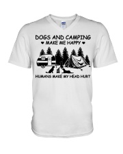 Camping dog V-Neck T-Shirt tile