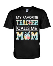 My favorite teacher calls me mom V-Neck T-Shirt tile