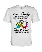 dog and horse V-Neck T-Shirt tile