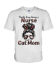 Nurse and Cat mom V-Neck T-Shirt tile