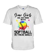Softball girl V-Neck T-Shirt tile