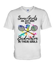 Badminton Girl V-Neck T-Shirt tile